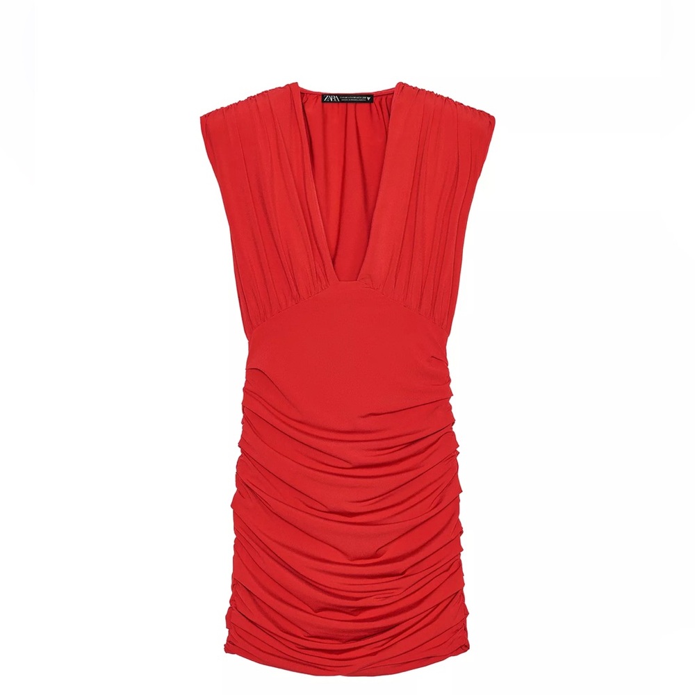 ZARA Short Dress With Shoulder Pads